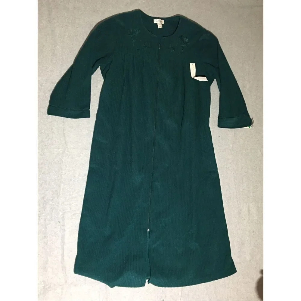Womens NWT Miss Elaine Dress Size Large Vintage Green long Dress Grandma